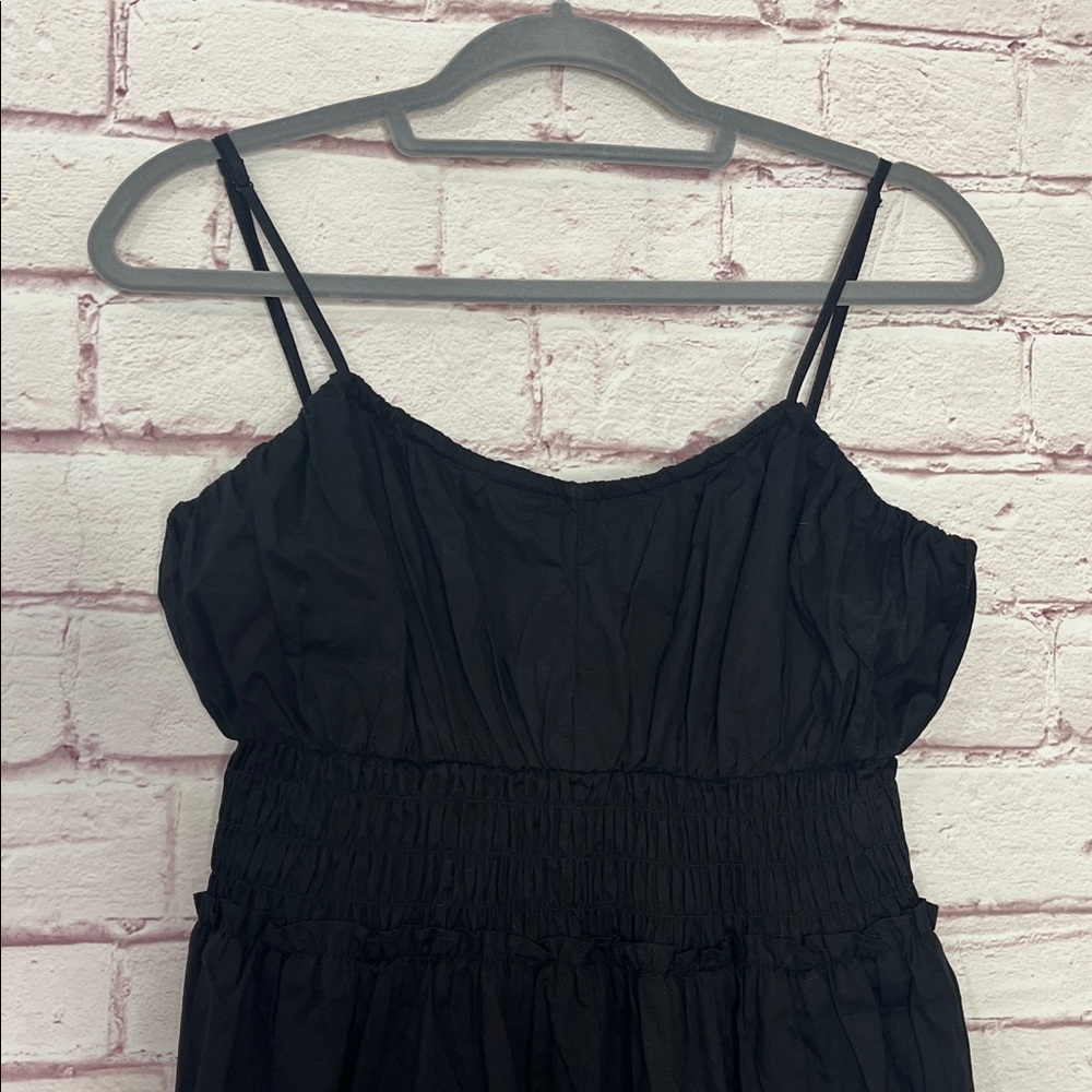 WAYF Tiered Midi Dress Black Smocked Waist NWT Large - Picture 3 of 10
